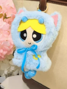 可拆卸斗篷毛绒挂件，蓬松柔软的毛绒娃娃挂件，可爱卡通人物收藏品，适合儿童和动漫迷，完美的包包挂饰或礼物，超级柔软舒适，色彩缤纷，趣味十足的包包配饰，独特的蝴蝶结斗篷设计，是儿童房装饰和日常陪伴的理想之选，适合所有人 - 彩色 - 查看 9