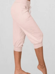 Womens Capri Yoga Pants Loose Drawstring Pajama Pants Lounge Joggers Pants With Pockets - Hồng - Xem 2