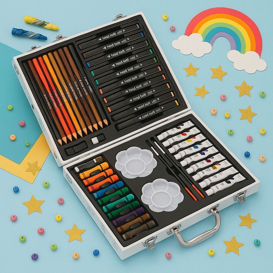 Portable Art Case For Kids With 121 Pieces Of Pure Creative Fun. - White - View 1