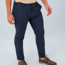 Premium Lycra Tech Comfort Tailored Dress Pants - Azul Marino - Ver 2