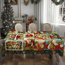 1pc Rectangular Tablecloth, Fresh Winter Theme Tablecloth | Christmas Season Healing Dining Table, Party Atmosphere Setter, Suitable For Daily Home Living Room Dining Room, Outdoor Picnic, Theme Events, Lightweight And Washable, Can Be Used Indoors/Outdoors