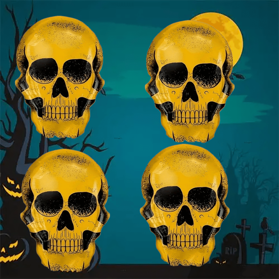 6 peças de decorações infláveis de esqueleto para Halloween - Cores misturadas, balões metalizados, adequados para Halloween e festas, festas temáticas de carnaval, festas temáticas de terror, para maiores de 14 anos, sem necessidade de energia