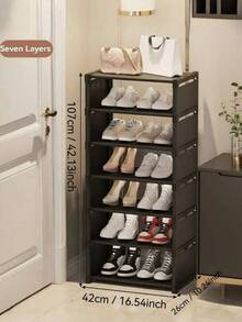 1 pieza Estantería de zapatos simple, Organizador de entrada de varios niveles para el hogar, Gabinete de almacenamiento vertical moderno para zapatos, Organizador de entrada a prueba de polvo, Estantería de pie para dormitorio, Solución de almacenamiento de zapatos interior, Caja de gran capacidad y ahorro de espacio - Multicolor - Ver 11