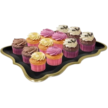 10个9英寸×13英寸优雅白色金边一次性纸盘，白色长方形一次性纸盘，带金色镶边，适合甜点展示、餐桌派对、宴会和其他场合，设计优雅，可用于盛放纸杯蛋糕衬垫，生日派对、婚礼、新娘送礼会、野餐和日常家庭使用。 - 黑色食品卡燙金光油 - 查看 7