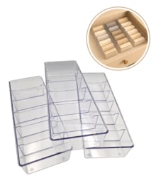 Organizador de Gavetas Kit com 3 Acrílico com 6 Divisórias Porta joias, Porta acessórios, Porta objetos de escritório - Transparente - Visão 2