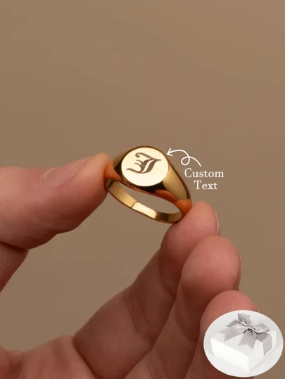 Custom Personalized Old English Initial Ring , Gothic Signet Ring , Custom Gothic Old English Ring , Silver Gothic Initial Ring, Christmas Gifts, Valentine's Day Gifts, Family Gifts,Gift For Women/Men