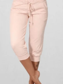 Womens Capri Yoga Pants Loose Drawstring Pajama Pants Lounge Joggers Pants With Pockets - Hồng - Xem 1