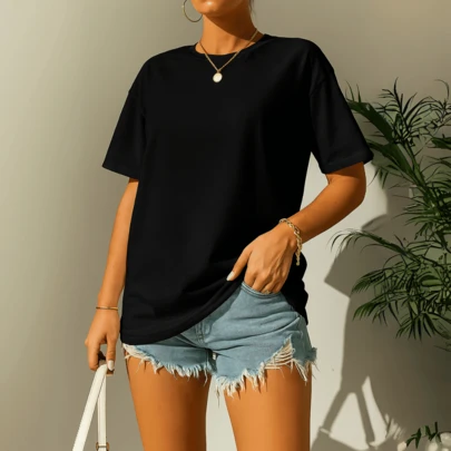 Camiseta Feminina Lisa Elegante Blusa 100% Algodão Camisa
