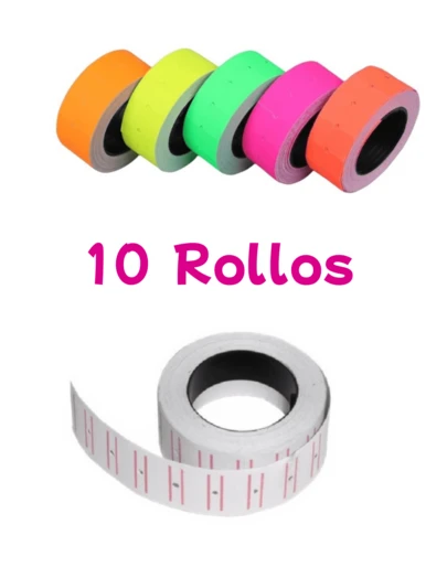 10 Rollos de Etiquetas para Etiquetadora Manual de Precios Lote Caducidad  8 dígitos MX5500