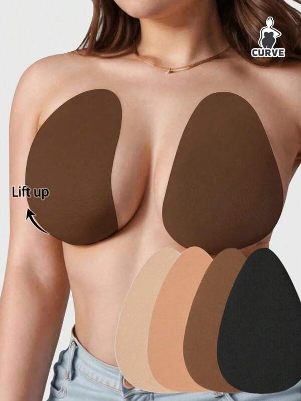 2 Pares/4 Pares talla grande Cinta Adhesiva Invisible para Levantar el Busto, Sujetador Adhesivo Autoadhesivo Push Up para Tallas B-E, Sujetador Adhesivo Desechable para Levantar el Busto, Sujetador Push Up Sin Tirantes y Sin Espalda Autoadhesivo e Invisible para Mujeres