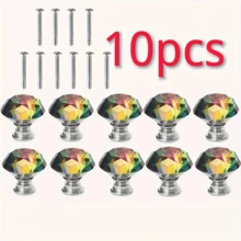 2/5/10pcs Crystal Glass Cabinet Door Knobs, Dresser Furniture Door Handles, Drawer Pulls, 30mm Diamond Shape Drawer Knobs, Suitable For Wardrobe And Cabinet, Cabinet Handles With Screws, Kitchen Drawer Pulls - Multicolor - View 19