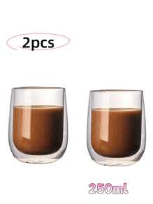 1-2-4pcs/Set Double Wall Insulated Reusable Glass Coffee Mugs, Cappuccino, Latte, Tea, Hot & Cold Drinks Cups With Handle, Suitable For Halloween, Christmas - Multicolor - View 3
