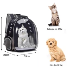 Mochila Transporte Pet Gato Cachorro Animais Pequeno Medio Porte Bolso Ar Ventilado Bolsa Vista Panoramica Viagem - Preto - Visão 3