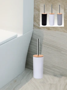 2件套马桶刷清洁套装,长柄马桶刷配收纳桶,小巧节省空间,适合小型浴室,密封竹盖防溅,刷头可替换,北欧风格清洁刷,马桶清洁工具,奢华浴室用品,宿舍必备,公寓必备 - 黑色 - 查看 7