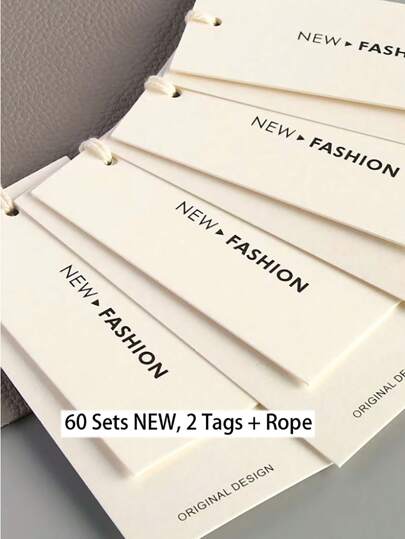 20-100pcs Universal Thicker/Premium/White Background Clothing Hang Tags, White/Thick Cardboard Apparel Tags, Solid Color/Customized/Simple Clothing Labels - (Random Color Strings)