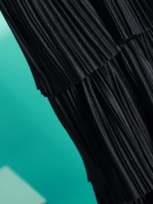 Bolso de hombro con volantes estilo princesa, bolso plisado lindo, vestido con volantes de unicolor para mujeres - Negro - Ver 5