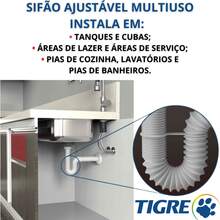 Válvula Gourmet 3.1/2'' de Aço Inox Válvula de Cozinha Luxo + Sifão Universal Flexível Tigre Branco - Branco - Visão 10