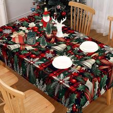 1pc Rectangular Tablecloth, Fresh Winter Theme Tablecloth | Christmas Season Healing Dining Table, Party Atmosphere Setter, Suitable For Daily Home Living Room Dining Room, Outdoor Picnic, Theme Events, Lightweight And Washable, Can Be Used Indoors/Outdoors