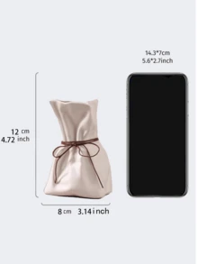 1个不对称造型现代艺术装饰花瓶，独特的纸袋花瓶，适用于家居、办公室、玄关、书架、客厅、桌面装饰 - 彩色 - 查看 11