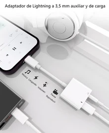Adaptador Audifonos Jack 3.5mm Cable Para i-Phone Para iPad - Blanco - Ver 10