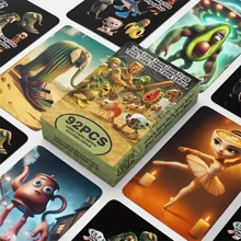 Zestawy kart Brain Rot (1 szt. – 92 szt.), 60 kart i 32 naklejki, Tung Tung Sahur, Tralalero Tralala i Schimpansinni Bananini, Drewniane karty kolekcjonerskie z patyczakami i rekinami, Prezenty urodzinowe dla fanów i przyjaciół