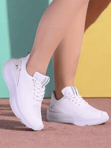 Women's White Casual Sports Shoes For Gym Walking Exercise Running Lightweight Comfortable Flexible Non-Slip - 白色 - 查看 2