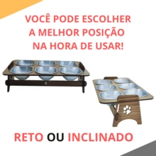 Comedouro Com 6 Tigelas Elevado Para Cães e Gatos Com Tampas - Marrom - Visão 5