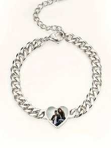 2pcs Personalized Carved Heart Name Bracelet | Matching Couple And Friendship Gift, Valentine's Day Gift, Sister Gift, Gift For Boyfriend, Girlfriend, Anniversary, Best Friend, Wedding