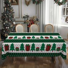 1pc Rectangular Tablecloth, Fresh Winter Theme Tablecloth | Christmas Season Healing Dining Table, Party Atmosphere Setter, Suitable For Daily Home Living Room Dining Room, Outdoor Picnic, Theme Events, Lightweight And Washable, Can Be Used Indoors/Outdoors
