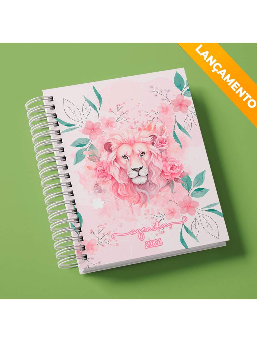 2026 Lion Christian Gospel Agenda Yeshua Colorful Black Flowers Pink Lion Of Judah God Faith Male Female Stylish 2 Days Per Page A5 216 Pages - 獅子座議程 3 - 查看 1
