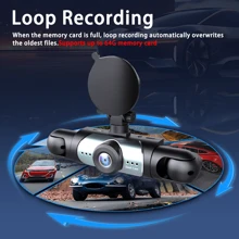 Car Dashboard Camera 4-Channel Black Box Driving Camera FHD 1080P Front View Mirror And 720P Left And Right Rear View Mirrors, Night Vision, Loop Recording 24-Hour Parking Monitoring, Essential Driving Supplies, Equipped With 64G Memory Card,