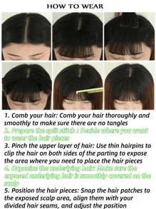 8*12 假发片，带刘海夹，真人发片，无缝假发，3D 假发套，女士厚丝质发片，增厚发质