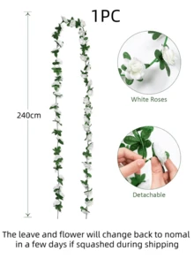 Nejlue Artificial Flowers/Plants1111 Home & Living 1 件人造悬挂玫瑰花藤假花花环玫瑰常春藤藤条仿丝绸玫瑰植物带绿叶背景用于家居装饰、房间装饰、花园装饰、墙壁装饰、室内外装饰、卧室装饰、婚礼装饰、餐桌装饰、圣诞装饰、派对装饰、万圣节装饰、生日装饰、秋季装饰