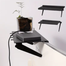 1pc Adjustable Tilt TV Mount Holder With Plastic Top Shelf, For Home Office, No Electricity Required, Media Box And Router Organizer, Desktop Computer Monitor Stand - Black - View 4