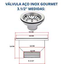 Válvula Gourmet 3.1/2'' de Aço Inox Válvula de Cozinha Luxo + Sifão Universal Flexível Tigre Branco - Branco - Visão 8