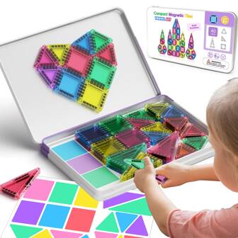 Mini Magnetic Building Blocks Toy Set With Iron Box, Easy To Carry, Children Stacking DIY Construction Toy, Parent-Child Interactive Toy, Suitable For Children's Day And Birthday Gifts