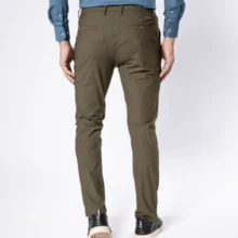 Premium Lycra Tech Comfort Tailored Dress Pants - Verde militar - Ver 3