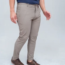 Premium Lycra Tech Comfort Tailored Dress Pants - Beige - View 3