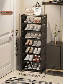 1 pieza Estantería de zapatos simple, Organizador de entrada de varios niveles para el hogar, Gabinete de almacenamiento vertical moderno para zapatos, Organizador de entrada a prueba de polvo, Estantería de pie para dormitorio, Solución de almacenamiento de zapatos interior, Caja de gran capacidad y ahorro de espacio - Multicolor - Ver 12