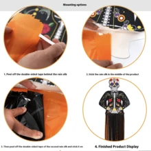 2pcs Mexican Day Of The Dead Skeleton Bride & Groom Paper Hanging Decor With Tassels, Halloween Holiday Home Garden Spooky Funny Decoration