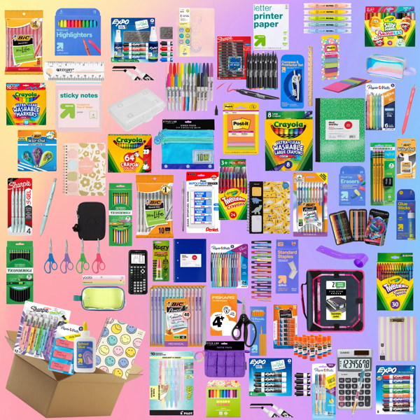 Surprise Stationery Mystery Box - 6 Sets Of School And Office Supplies, Including Notebooks, Pens, Pencils, Erasers, Correction Tapes And Sticky Notes (Random Aesthetic Design, Essential For Returning To School)