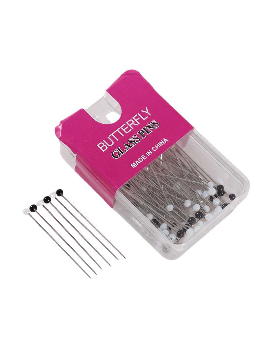 1pc Colorful Black & White Glass Head Pins, Clothing Positioning Pins, Scarf Fixing Pins, Boxed For Dress