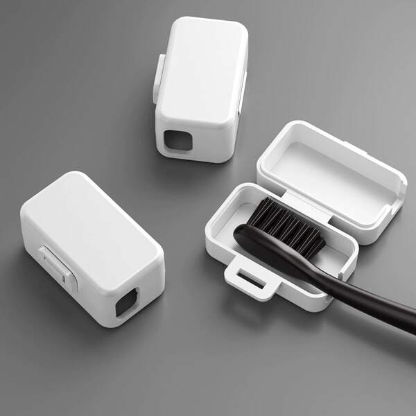 5pcs Waterproof Toothbrush Protective Case, Simple Solid Color Storage Box For Home & Travel