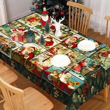 1pc Rectangular Tablecloth, Fresh Winter Theme Tablecloth | Christmas Season Healing Dining Table, Party Atmosphere Setter, Suitable For Daily Home Living Room Dining Room, Outdoor Picnic, Theme Events, Lightweight And Washable, Can Be Used Indoors/Outdoors