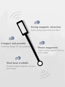 1 dụng cụ làm móng gel mắt mèo 3D có nam châm hai đầu mạnh mẽ, que nam châm làm móng gel đa năng - màu đen - Xem 5