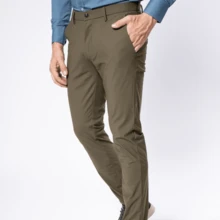 Premium Lycra Tech Comfort Tailored Dress Pants - Verde militar - Ver 4
