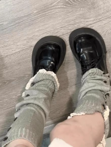 女士针织圣诞腿套 - 纽扣蕾丝竖条纹保暖腿套，秋冬季，防滑舒适可爱礼物，Y2K风格，舒适保暖 - 彩色 - 查看 6