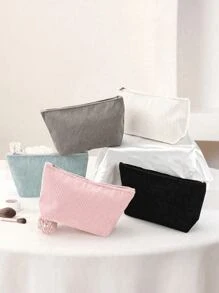 1pc Small Pouch Storage Bag Purse Organizer Small Makeup Bag New Simple, Fashionable And Fresh Corduroy Cosmetic Bag, Recommended Back-To-School Essentials Portable Makeup Bag, Multi-Functional Pencil Case, Cosmetic Brush Holder For Student Dormitory And Travel Home Use