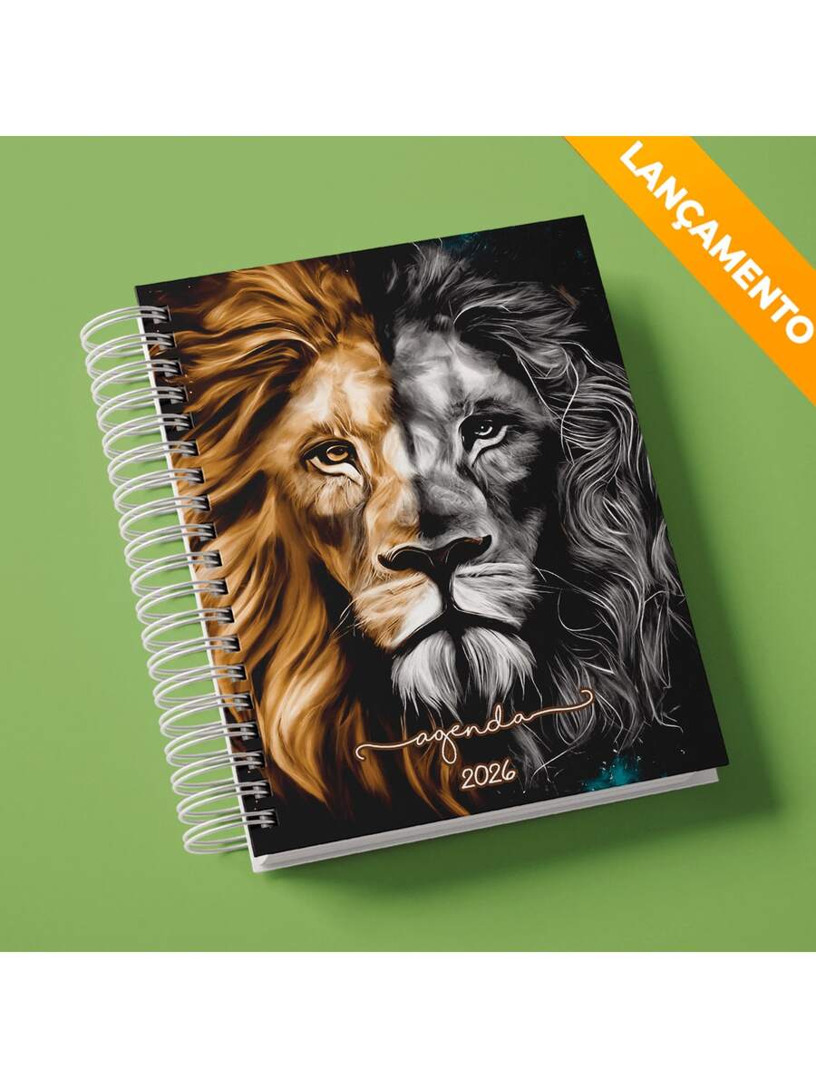 2026 Lion Christian Gospel Agenda Yeshua Colorful Black Flowers Pink Lion Of Judah God Faith Male Female Stylish 2 Days Per Page A5 216 Pages - 獅子座時間表 2 - 查看 1