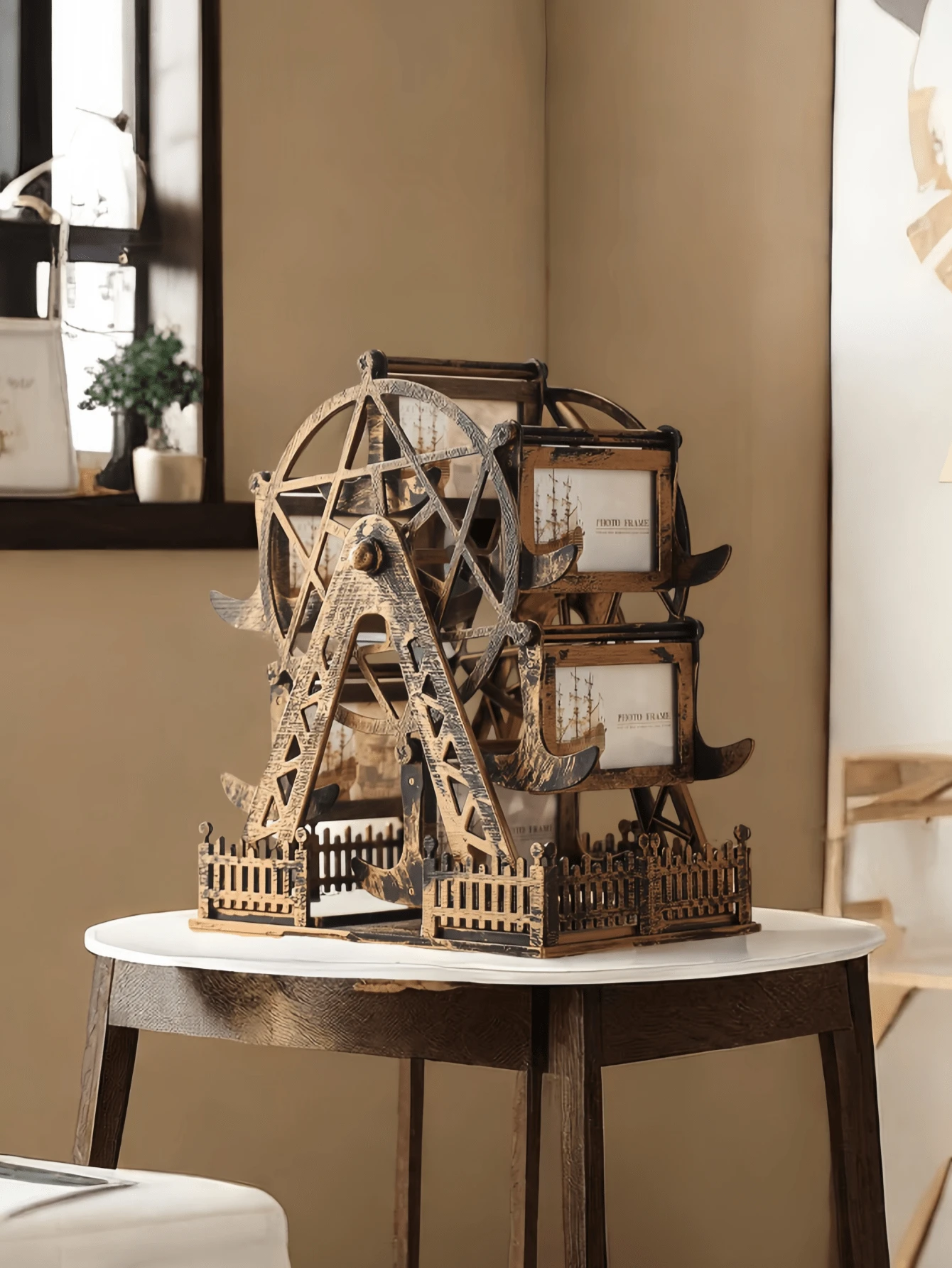1PC 4 - Inch Ferris Wheel Photo Frame In Plastic Nostalgic And Artistic Style. Suitable For Creative Desktop Decorative Crafts, Home Decor Ornaments, And Artistic - Feeling Photo Frame Displays In Cafes. - Multicolor 1 - View 1